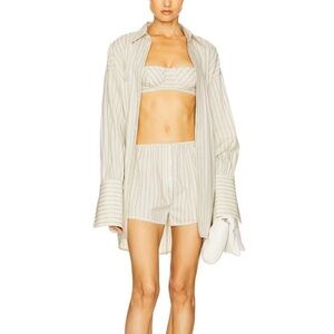 Helsa Pinstripe Poplin House Short in Cream